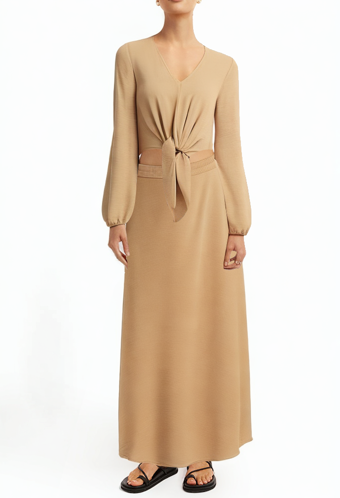 v-neck-lantern-long-sleeved-suspender-short-high-waist-dress