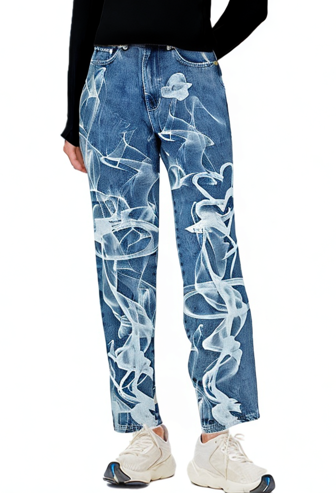 popular-smoke-print-cotton-high-waist-straight-jeans