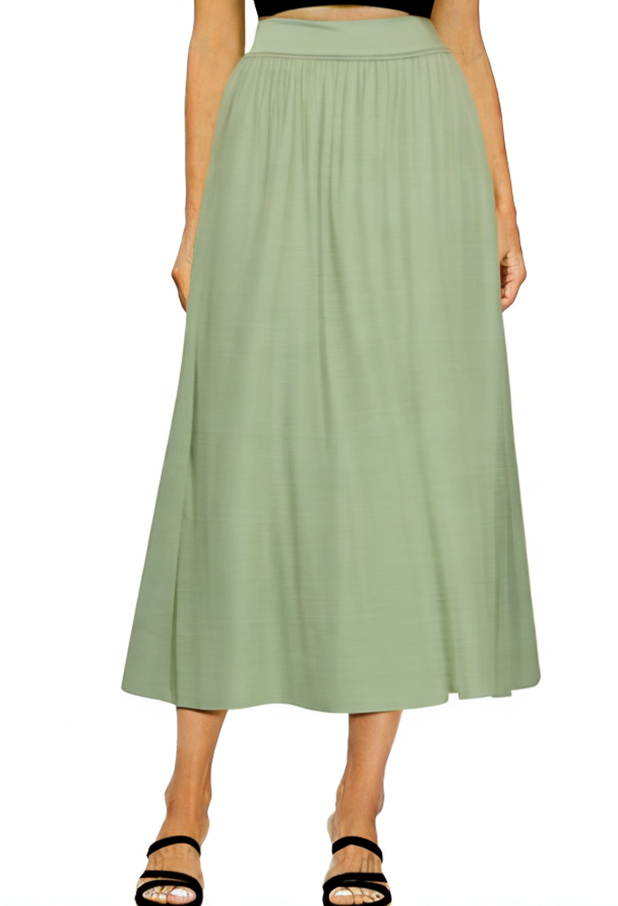 casual-high-waist-elastic-wide-belt-flared-ruffle-ankle-maxi-skirt