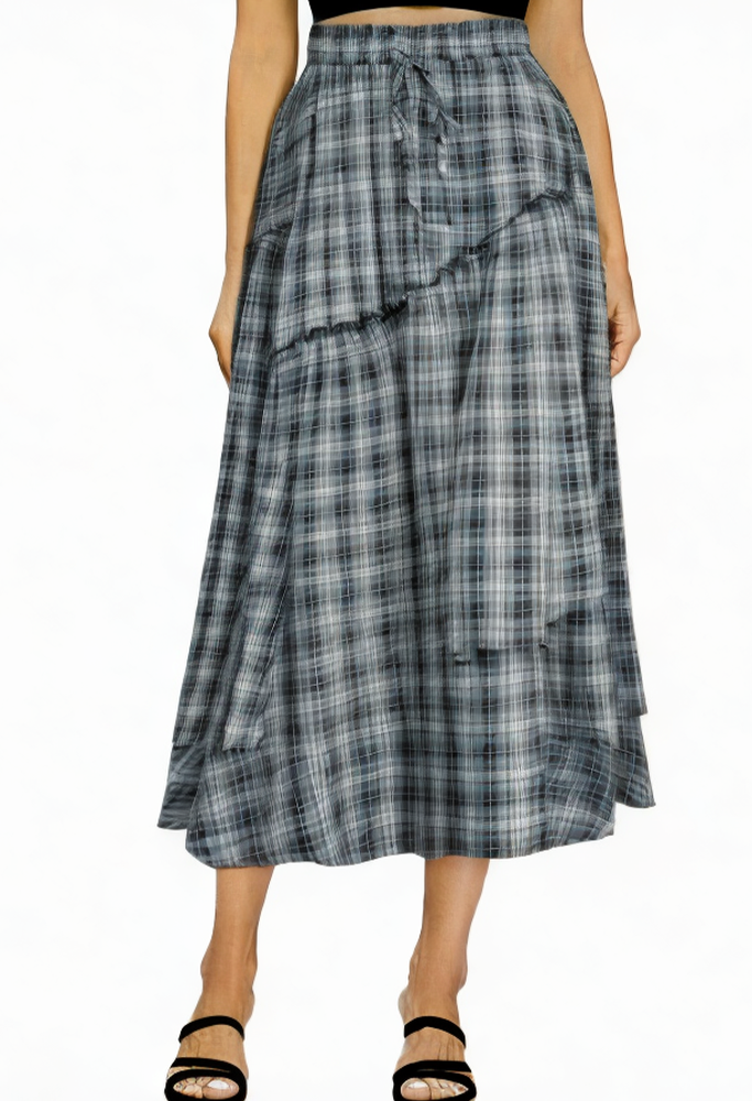 womens-plaid-high-waist-a-line-layered-maxi-dress-with-pockets