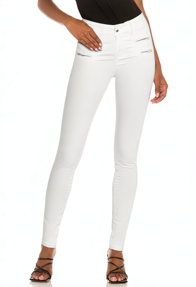 white-all-match-double-zipper-decorative-personality-leather-pants