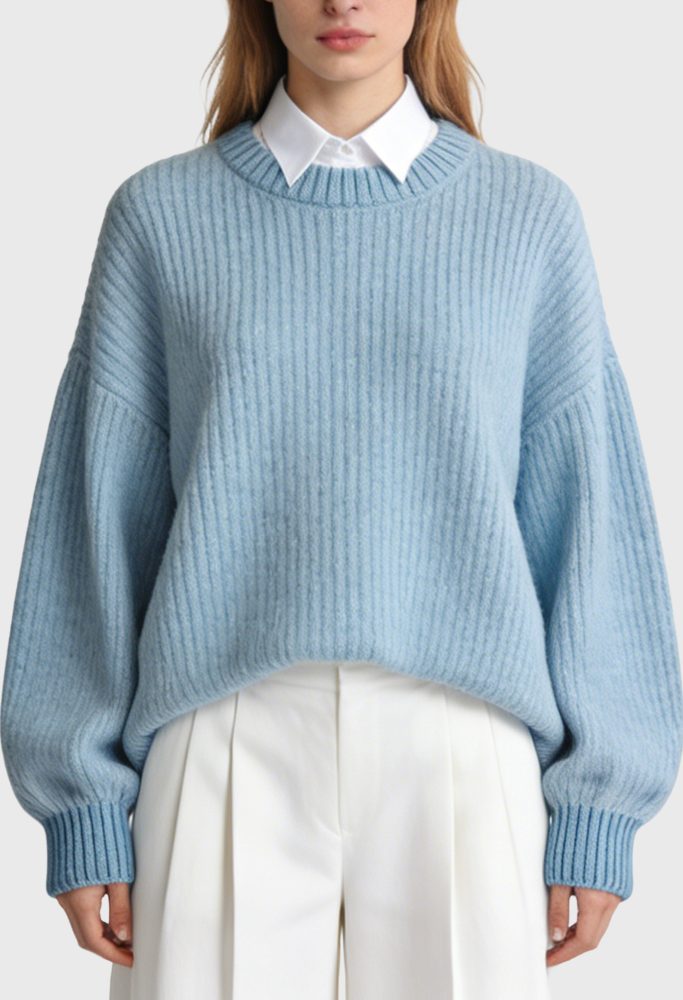 womens-crew-neck-lantern-sleeve-loose-casual-sweater