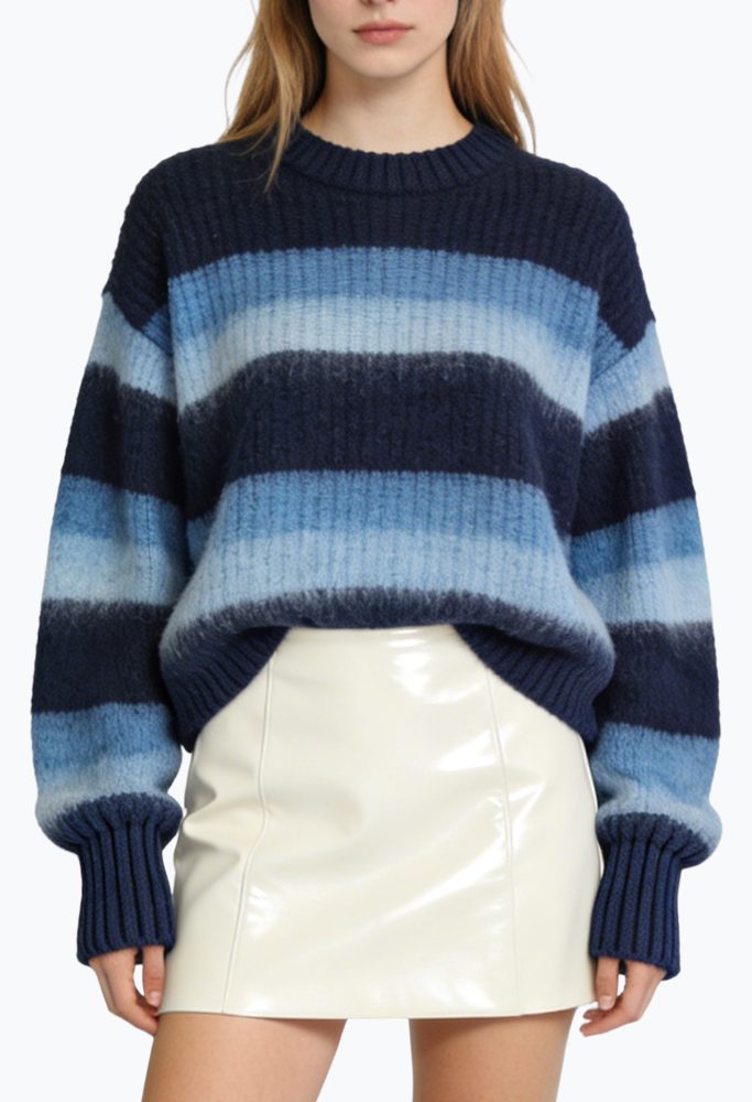 womens-crew-neck-gradient-stripe-texture-casual-comfortable-sweater