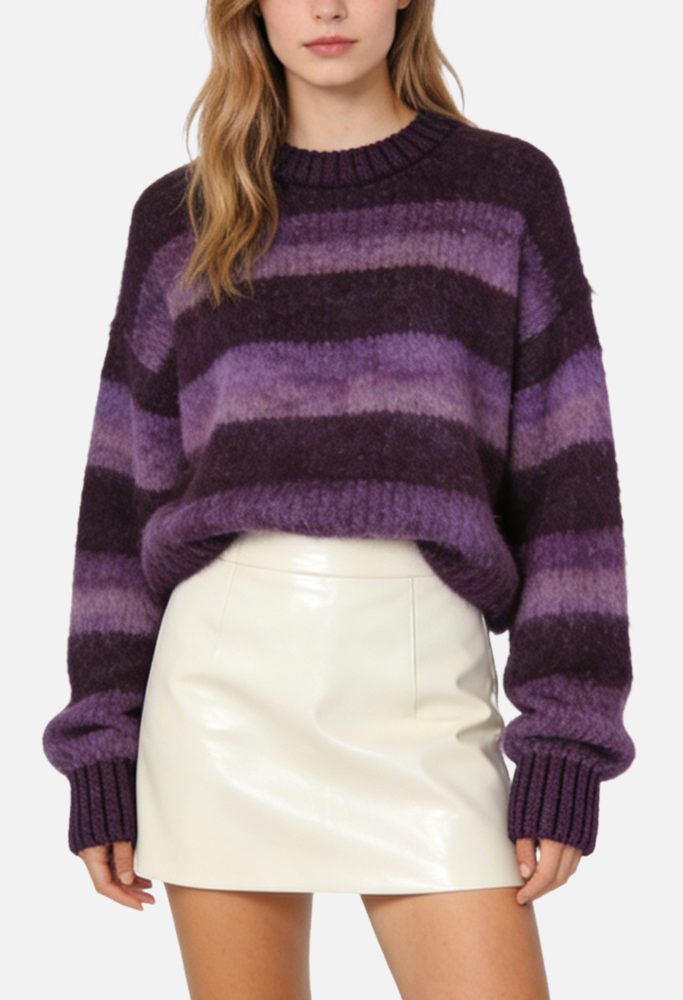 womens-crew-neck-gradient-stripe-texture-fashion-loose-sweater