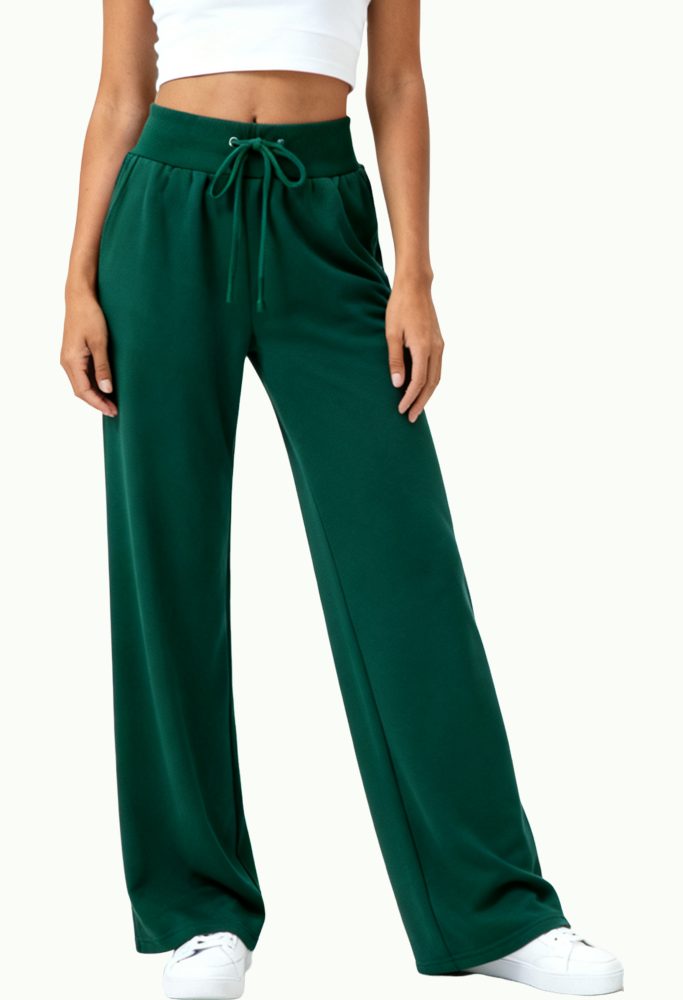 womens-solid-color-elastic-waist-wide-leg-comfortable-sports-pants